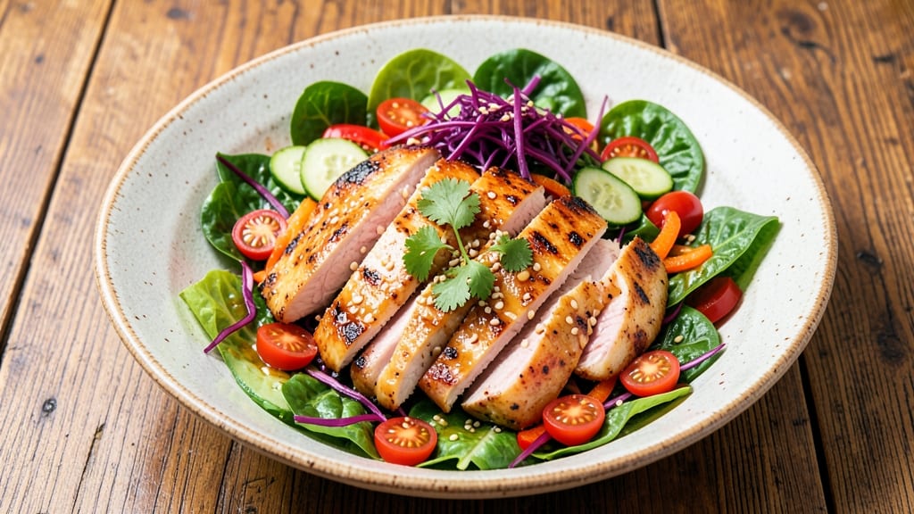 Asian Grilled Chicken Salad Recipe: Charred Ginger-Lime Chicken Over Crunchy Greens