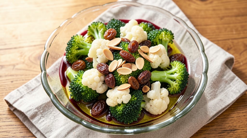 Broccoli Cauliflower Raisin Salad Recipe: Sweet-Tart Crunch With Nutty Depth