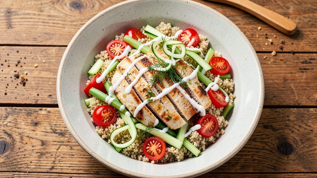 BJ Brewhouse Quinoa Salad Recipe: Crisp Celery Crowns Meet Smoky Herb Cream Cheese