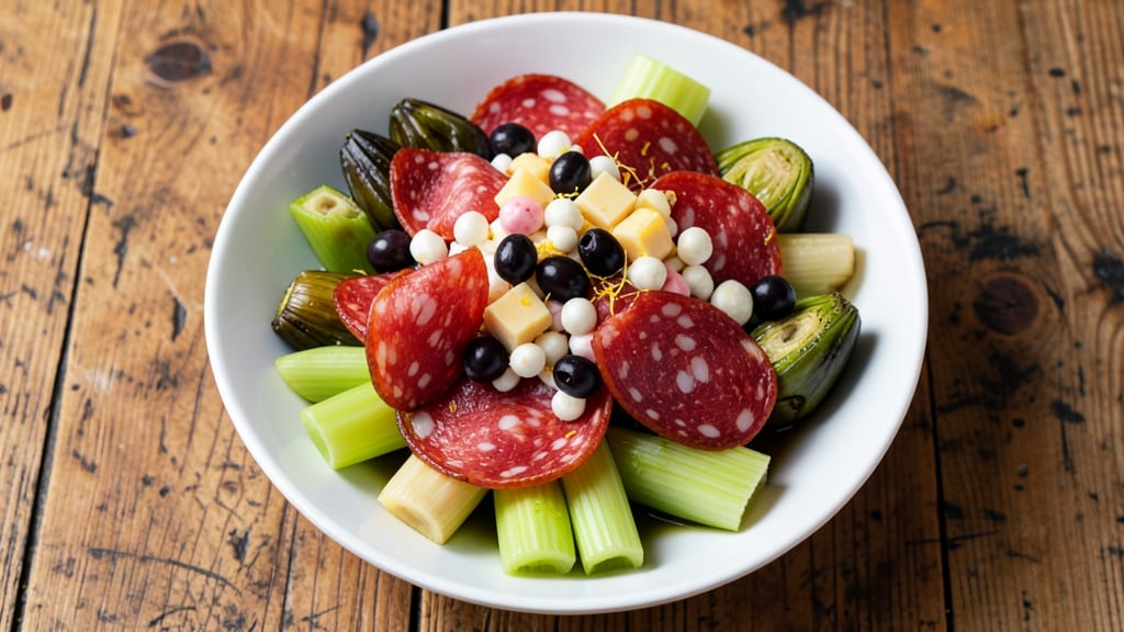 Buddy's Antipasto Salad Recipe: Crisp Celery Crowns and Smoky Olive Magic