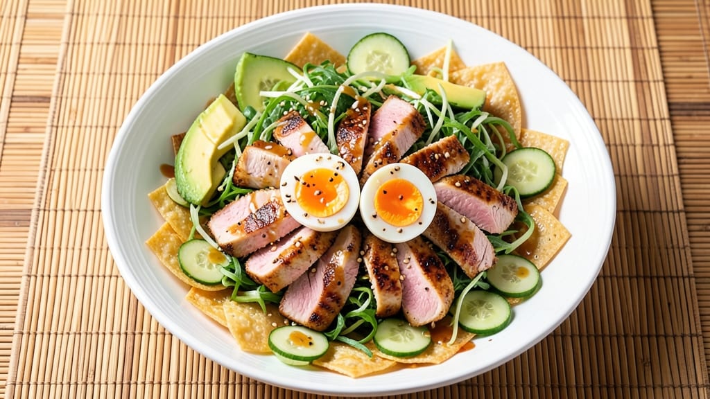 Asian Cobb Salad Recipe: Sesame-Ginger Dressing Meets Crispy Wonton Crunch