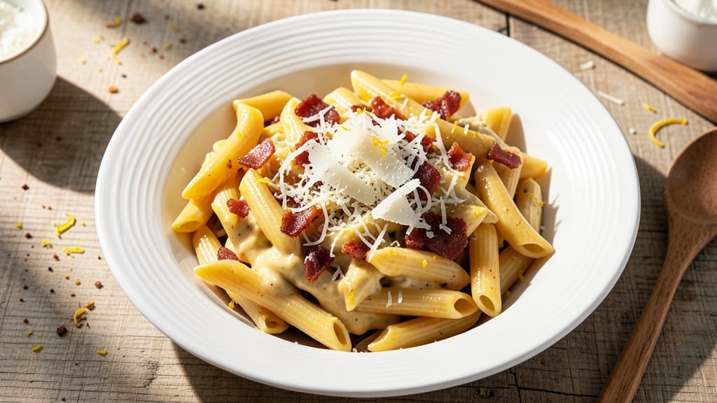 Caesar Pasta Salad No Lettuce Recipe: Creamy Parmesan and Crispy Bacon Bites