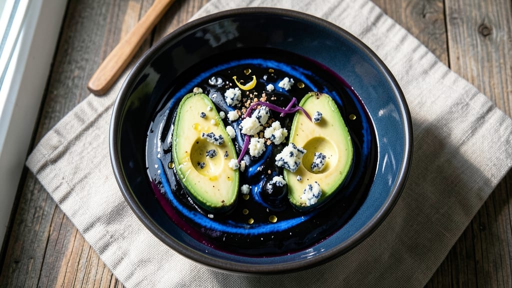 Black and Blue Salad Dressing Recipe: Deep Purple Swirls With Creamy Avocado Base