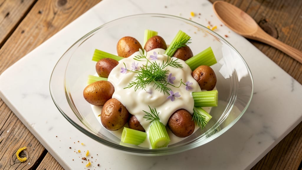 Boiled Salad Recipe: Crisp Celery Crowns With Warm Herb Cream Cheese
