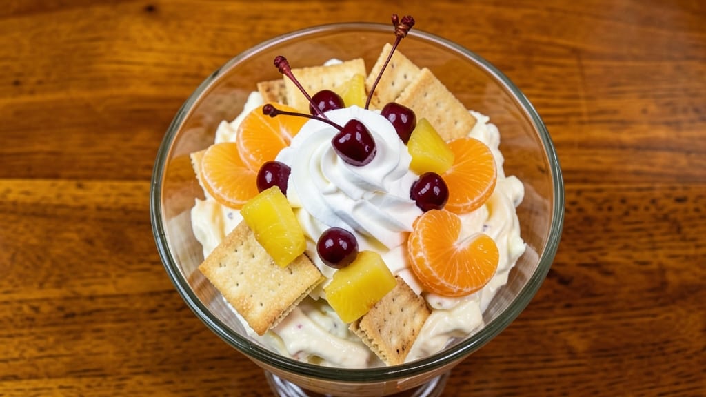 1950s Ambrosia Salad Recipe with Cool Whip: Nostalgic Layers of Fruit, Cream Cheese, and Vanilla Wafer Crunch