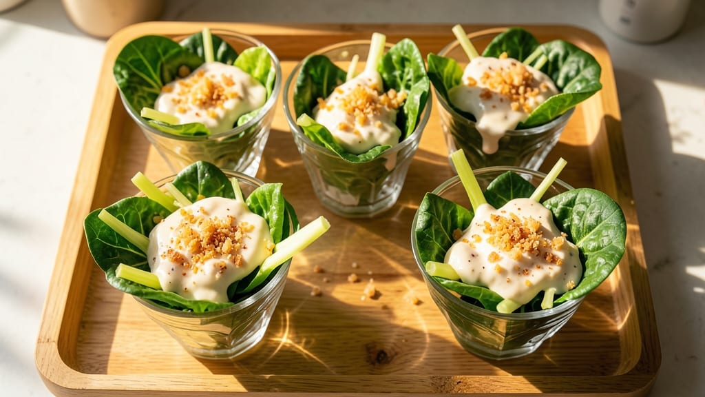 Caesar Salad Cups Recipe: Crispy Celery Crowns and Creamy Parmesan Bliss