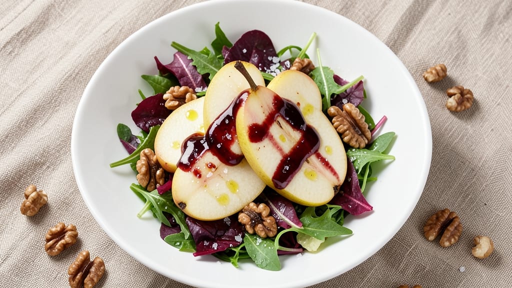 Balsamic Glazed Pears Salad Recipe: Sweet-Tart Balance with Crunchy Walnut Topping