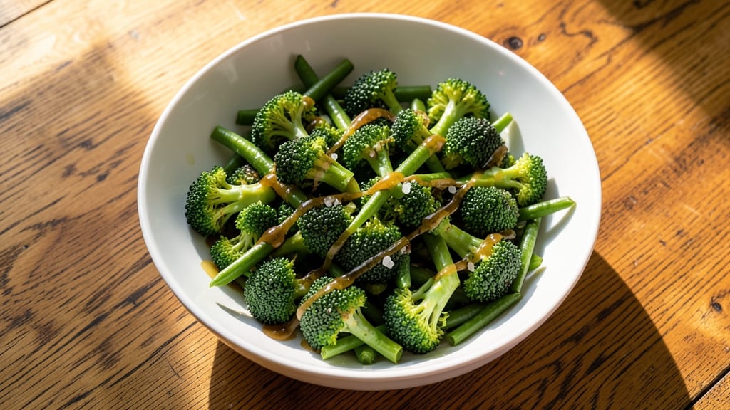 Broccoli and Green Bean Salad Recipe: Crisp-Topped Herb Vinaigrette Magic