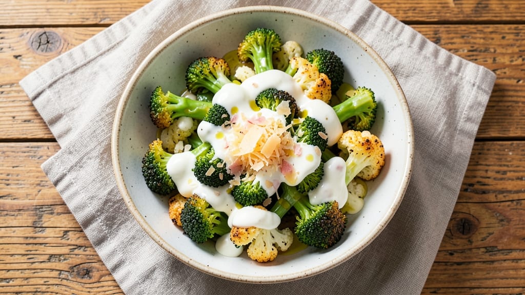 Broccoli Cauliflower Salad Recipe Keto: Crisp Roasted Veggies With Creamy Parmesan Dressing