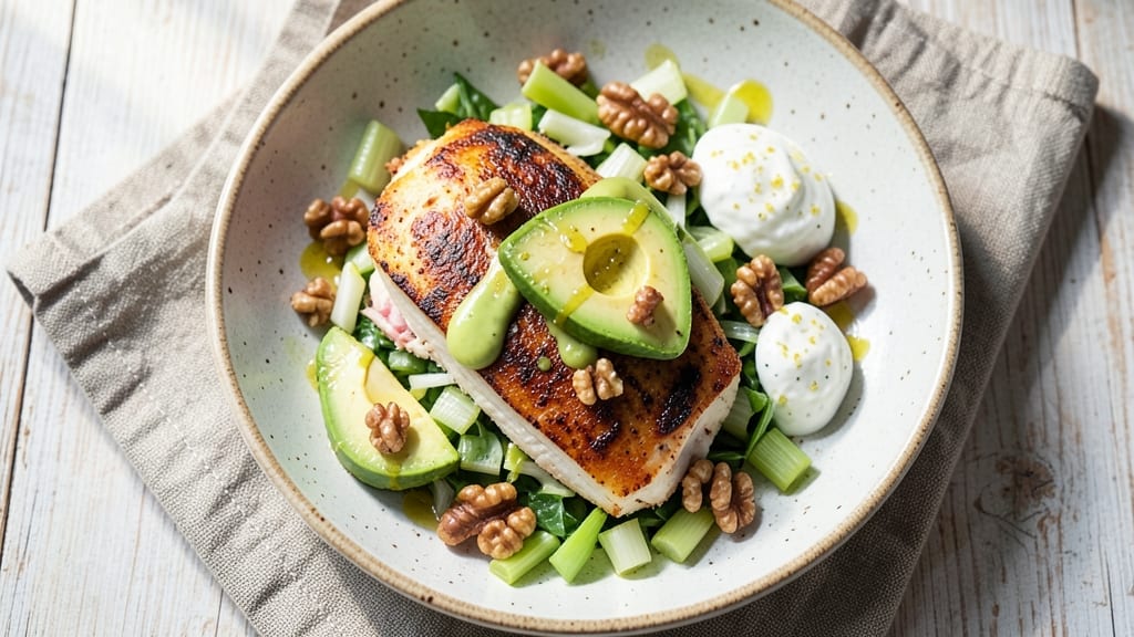 Avocado Chicken Salad Recipe No Mayo: Crunchy Walnut-Topped Protein-Packed Bite