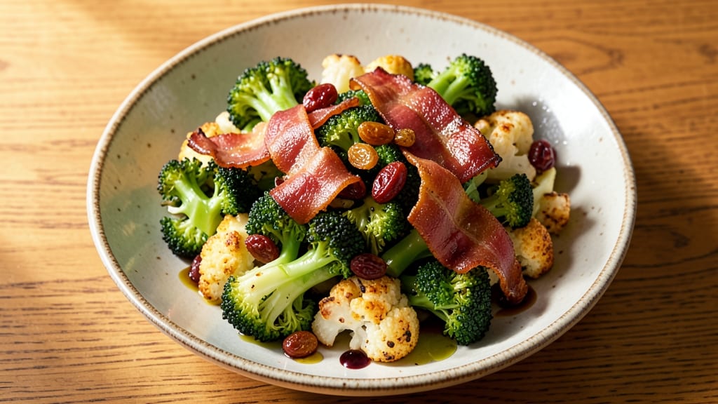 Broccoli Cauliflower Bacon Raisin Salad Recipe: Sweet-Savory Crunch in Every Bite