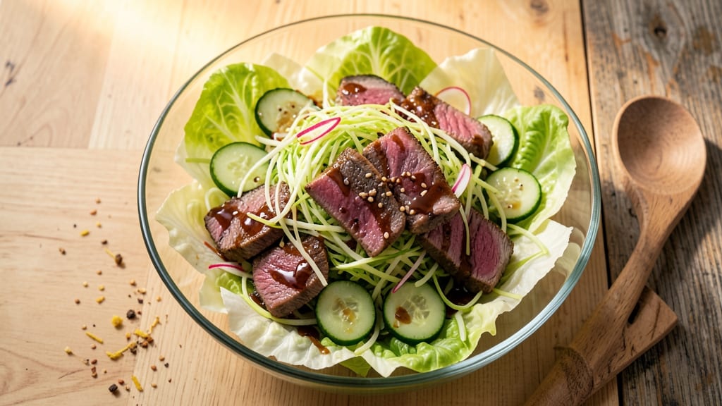 Asian Tuna Steak Salad Recipe: Seared Rare Steak Meets Crisp Asian Crunch