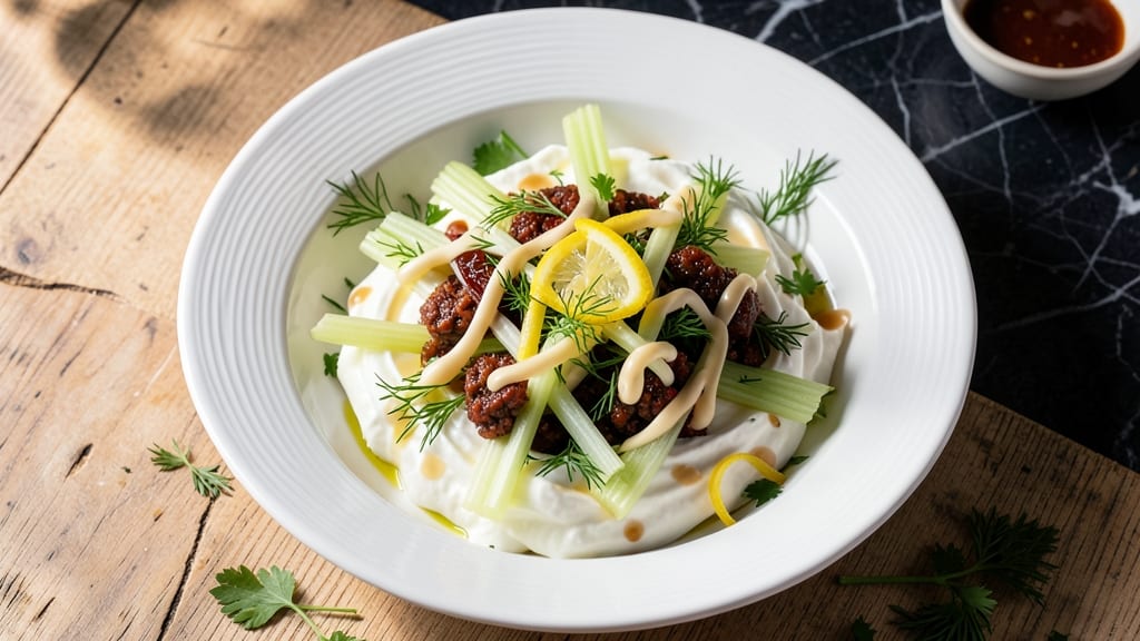 Brio Salad Recipe: Celery Crowns Stacked Over Smoky Chipotle Cream Cheese