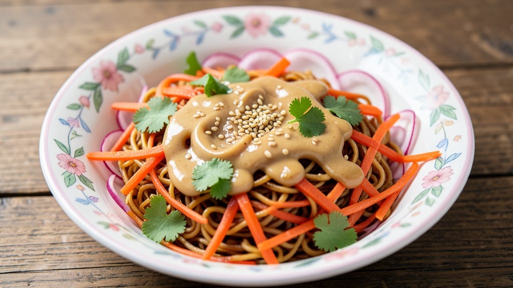 Asian Oriental Salad Recipe: Crispy Rice Noodles With Tangy Peanut Dressing