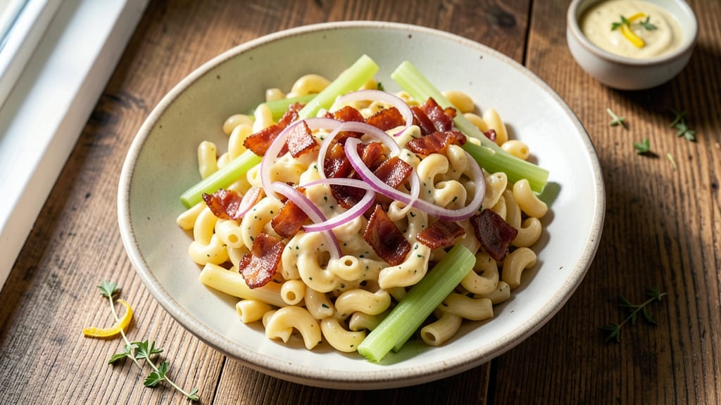 Awesome Macaroni Salad Recipe: Bacon-Celery Crunch That Stands Up to BBQ