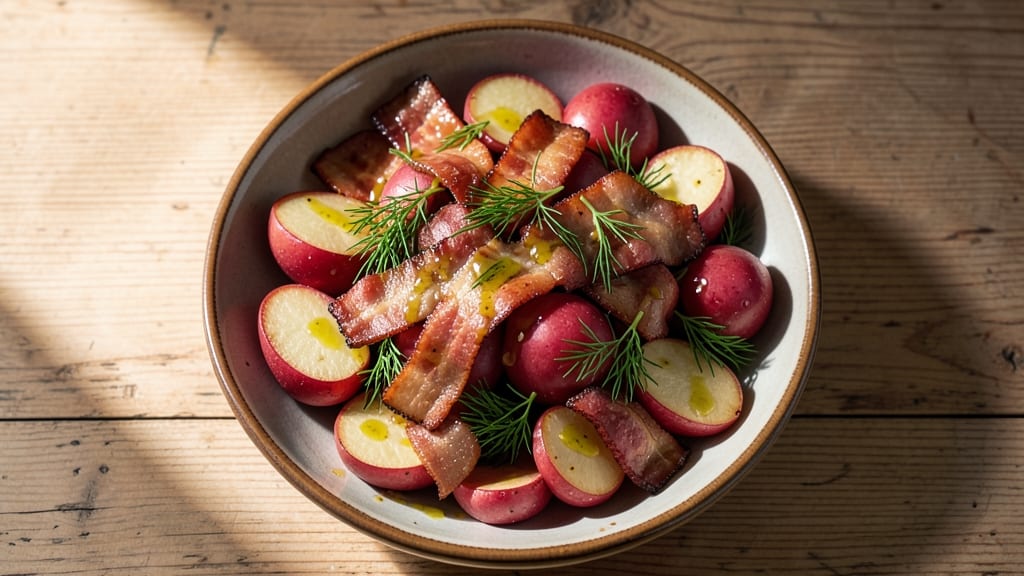 Award Winning Red Potato Salad Recipe: Warm Bacon and Dill Delight