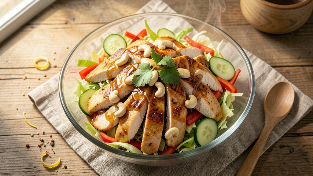 Asian Cashew Chicken Salad Recipe: Crunchy Nutty Bites With Sweet-Chili Zing