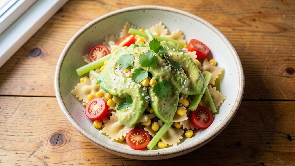 Avocado Corn Pasta Salad Recipe: Bright Herb Zing With Crisp Celery Crowns