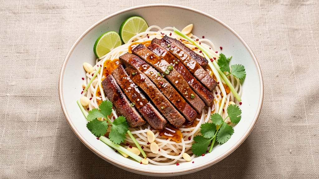 Beef Noodle Salad Recipe: Warm Beef and Cold Noodle Contrast Magic