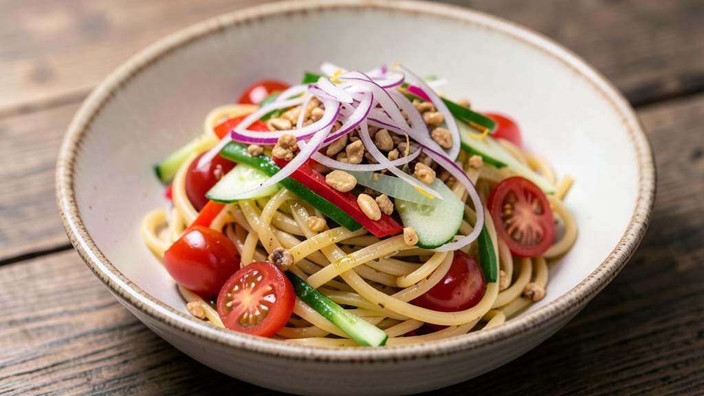 Linguine Salad Supreme Recipe: Supreme Crunch With Creamy Herb Dressing