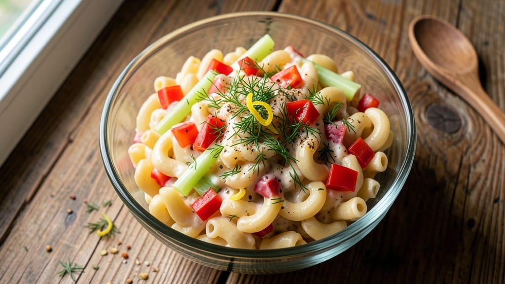 Amish-Style Macaroni Salad Recipe: Cool Crunch and Creamy Herb Harmony